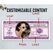 Custom Wedding US Dollar Banknotes, 20/40/60/80/100/200/400 Pcs, Marriage Anniversary Prop Money, Personalized $100 Bills With Your Photo, Engagement Party Game Fake Banknotes, Customized Photo US Dollar Banknotes, Fake Money With Photo, Bachelor Party Game Prop Banknotes, Prop Banknotes - Purple - View 4