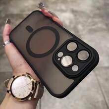 Magnetic Magsafe Shockproof Charging Cover Matte Cell Phone Case - Black - View 2