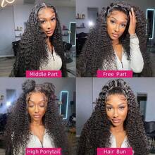 32Inch 13x4 Jerry Curly Lace Front Wigs Human Blended Hair Wig HD Lace Front Human Blend Hair Pre-Plucked 200% Density Glueless Wigs Brazilian Virgin Hair For Women Natural Color Match All Skin Tones - Natural & Black - View 7