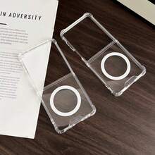 1 Pc Minimalist Clear Magnetic Ultra-Thin Phone Case Compatible With Samsung Galaxy Z Flip7 Flip6 Flip5 Flip4 Cases - Clear Air Cushion Shockproof Cover - Clear - View 8