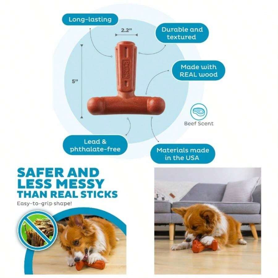 Dogwood Wood Durable Dog Chew Toys, Real Wood Calming Hemp, 2 - Pack, Medium - Dogwood Hold & Chew + Large (Pack of 1) - View 1