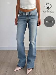 Y2K Style High Waist Button Slim Fit Washed Skinny Jeans With Pockets, Suitable For Back To School, Commuting And Casual Wear - Light Wash - View 3