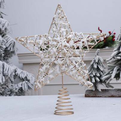 Metal Christmas Tree Toppers Rustic Tree Toppers Christmas Decorations For New Year Holiday Home Office Decor Winter Room Decor