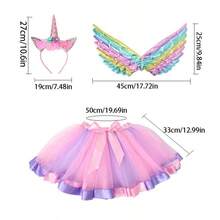 1pc/2pcs/1set New Christmas Party Performance Costume Cosplay Set, Includes Unicorn Headband, Angel Wings, Colorful Tutu Skirt, Magic Wand, Suitable For Halloween, Christmas Carnival Masquerade Ball