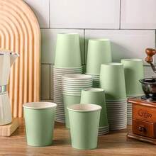 20/40 个鼠尾草绿色纸杯，9 盎司一次性咖啡杯茶杯，冷热饮料杯生日婚礼派对用品节日野餐圣帕特里克派对用品，适用于餐厅、餐车、厨房 - 綠色 - 查看 9