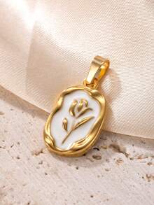 1 pezzo Ciondolo placcato in oro 18K in acciaio inossidabile, con design della Vergine Maria, croce, occhio del diavolo, tulipano bianco, per realizzare collane e orecchini, adatto per uso quotidiano, idea regalo