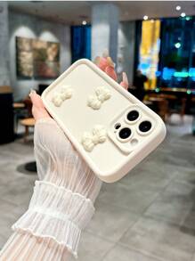 1 pièce Étui de téléphone beige avec décoration de papillon mignon, compatible avec Apple 11/12/13/14/11 Pro Max/12 Pro Max/13 Pro Max/14 Pro Max/XR/15/15 Pro/15 Pro Max/16/16 Pro/16 Pro Max