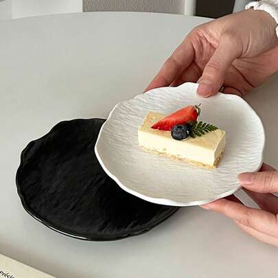 Plato de plástico con textura asimétrica de roca falsa, plato de alta calidad para pastel/postre/sushi, vajilla occidental creativa