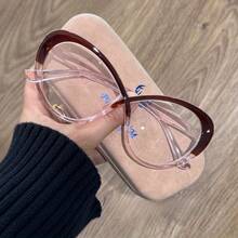 Y2K Cat Eye Glasses Frame For Women|Fashion Cross Design, Leopard Print And Pink Accents|Durable Polycarbonate Frame And Lenses|Includes Protective Case|Perfect For Street Style And Fashion Photography - 紅色和粉紅色 - 查看 6