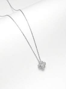 ELSEDES 1 Stück handgefertigte 925er Sterling Silber Kette mit vierblättrigem Kleeblatt Anhänger und funkelnden Edelsteinen, modisch und elegant, hochwertiger Schmuck geeignet für den täglichen Gebrauch, Partys und Jahrestags-Outfits von Frauen