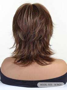 Short Straight Mullet Wig Pixie Cut Wigs For Women With Shaggy Layers And Bangs, Natural Straight Hair, Retro Cosplay Wigs Suitable For Multiple Occasions Universal Fit Perfect For Halloween Suitable For All People - màu nâu - Xem 5