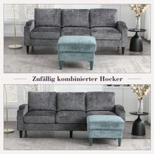 Muvoe 4-Seater Chenille Sofa L-Shaped, Lounge Sofa Beige With Cup Holder, Side Pockets, Ottoman With Storage Space, Suitable For Living Room, Apartment, Office - 灰色 - 查看 8