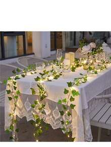 24/12/1 件 6.89 英尺人造常春藤假藤蔓，常春藤花环绿叶藤蔓丝绸假悬挂植物藤蔓美观绿叶适用于卧室婚礼派对花园墙壁房间装饰礼物生日毕业