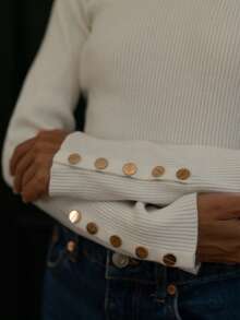 GIGOGOU Autumn Winter Basic Women Rib Warm Soft Sweater Top Slim Fall Clothes - Apricot - View 6