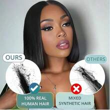 Glueless Short Bob Wig Human Hair, Pre-Plucked 13x4 HD Lace Front, Curly Wave Style For Women Full Edges Pre-Plucked Lace Wig With Baby Hair Natural Looking - Natural Black - 查看 8