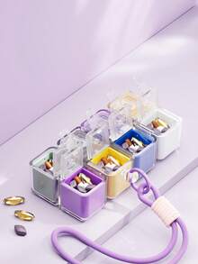 1 件式便携式磁性药盒，易于打开，多隔层设计，适合旅行时携带药品，1 天 3 餐迷你药丸收纳盒，防水紧凑型药物储存盒，大容量多隔层便携式药丸收纳盒 - 彩色 - 查看 4