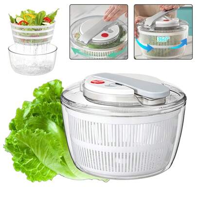 Salad Spinner, Salad Washer And Spinner, 4L Vegetable Dryer PP Salad Spinner, Multifunction Salad Drainer Bowl, Manual Lettuce Spinner & Fruits Vegetable Washer Dryer