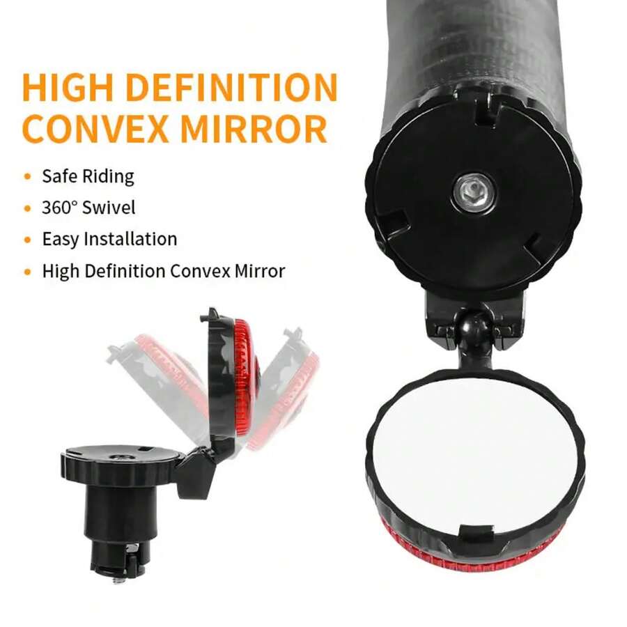 1/2 Uds espejo retrovisor de bicicleta giratorio ajustable manillar de ciclismo luz de advertencia Led espejos retrovisores accesorios de bicicleta - 2 piezas B - Ver 1