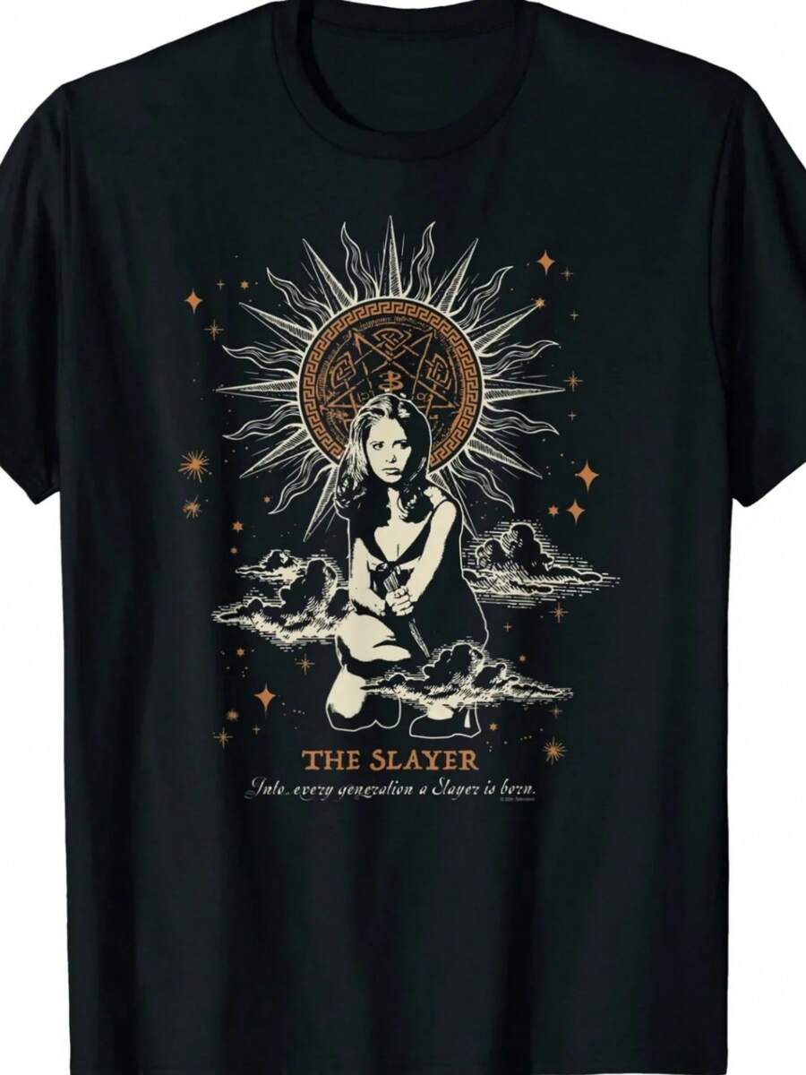 Buffy The Vampire Slayer The Slayer Vintage Tarot T-Shirt S-5XL - màu đen - Xem 1