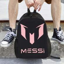 ZLIENSZUS Messii Unisex Backpack - Stylish Black & Pink Design With Bold "MESSI" Logo, Multiple Compartments, Padded Straps, And Front Pocket For Students, Professionals, And Casual Use, Backpack For School, Professional Gear, Modern Backpack, Durable Zippers - Như đã trình bày - Xem 2