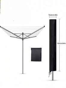 1pc 360° 165/180cm Rotating Waterproof Clothesline Cover - All-Weather Zippered Drying Rack Protector With UV Protection, Outdoor Clothesline Shade And Garden Umbrella Accessory