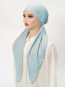 1条女士时尚纯色弹力头巾，休闲百搭简约针织头巾，透气吸汗，适合日常佩戴。 - 棉麻鬆緊頭巾帽 - 查看 25