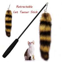 搞笑毛绒尾巴逗猫棒小猫训练互动玩耍玩具仿真狐狸尾巴毛皮玩具