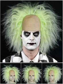 Synthetic Hair Bald Wigs - Party Horror Clown Joker Devil Wig & Old Man With Beard Grandpa Wig & Monk/Wizard Wig & Thick Bald Skin Head Hairless Fake Skull Wig & Short Curly Funny Holiday Cosplay Wig, Christmas Disco Rocker Ghost Evil Scary Killer Costume Hairpieces, Movie Character Fake Hair, Creepy Masquerade Balls, Birthday Celebration Decor/Props