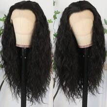 13X4 Free Part Ombre Pink Body Wave Synthetic Lace Front Wigs For Women 28 Inch Long Wavy Hair Wigs Glueless Soft Pink Ombre Colored Wigs Heat Resistant Christmas Wig Natural Long Wave Lace Front Wigs For Daily Party Cosplay Use - 黑色 - 查看 6