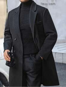 Men's Casual Mid-Length Long Sleeve Trench Coat, Fall