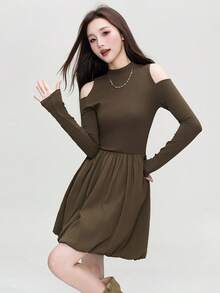 Sexy Off-Shoulder Floral A-Line Dress, Autumn 2025