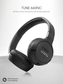 JBL Tune 660NC 无线蓝牙耳机，主动降噪，电池续航时间长达 55 小时，内置麦克风，可折叠设计，佩戴舒适，兼容 Android 和 IOS - 黑色 - 查看 1