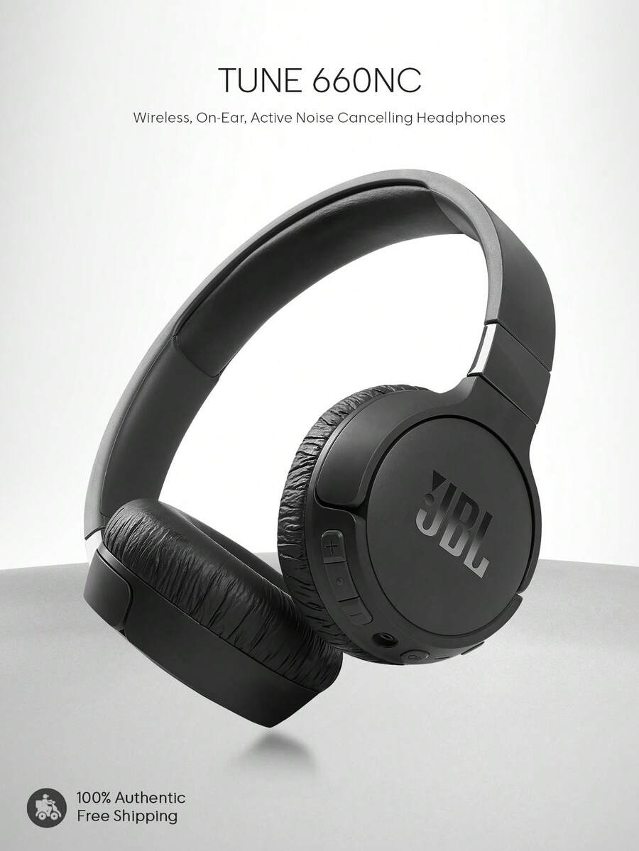 JBL Tune 660NC 无线蓝牙耳机，主动降噪，电池续航时间长达 55 小时，内置麦克风，可折叠设计，佩戴舒适，兼容 Android 和 IOS - 黑色 - 查看 1