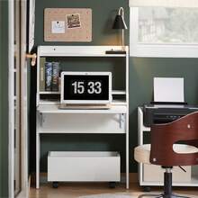 SoBuy Children Folding Table Desk Children Desk With Mobile Storage Chest White W64 X D62 X H98cm FWT105-W - White - View 8