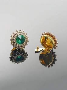 مجموعة من 2 غطاء أزرار أساور القميص، أزرار مرصعة بالراين بطراز باروك لفساتين النساء، صناديق أزرار زخرفية، أزرار أكمام فاخرة للبدلات والملابس الأنيقة بدون خياطة، هدايا للمناسبات