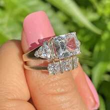 2pcs/Set Luxury White Gold Plated Women's Geometric Zirconia Elegant Fashion Wedding Rings, Valentine's Day Gift