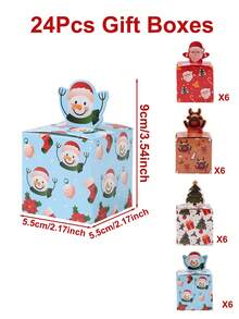 24 件圣诞糖果盒，圣诞老人、雪人、驯鹿礼品盒，圣诞树设计，圣诞糖果盒，糖果礼品盒，圣诞快乐装饰，家居圣诞装饰品，组织和存储圣诞节圣诞装饰品圣诞睡衣圣诞礼物圣诞装饰