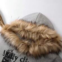 American Retro Loose Fur Collar Hooded Sweater Dark Design Jacket Sweater