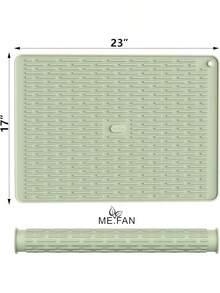 ME.FAN Silicone Dish Drying Mat For Kitchen Counter, Dish Drying Pad For Sink, Refrigerator Or Drawer, Countertop Protection Pad S - 12'' X 8'' - Desert Sage