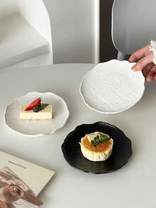 Asymmetrical Faux Rock Texture Plastic Plate, High-Quality Cake/Dessert/Sushi Plate, Creative Western Dinnerware