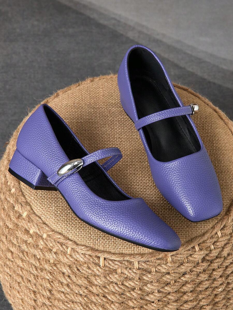 Giày cao gót Mary Jane màu trắng thời trang đa năng, cao 3cm, bọc vải, phù hợp với mọi mùa