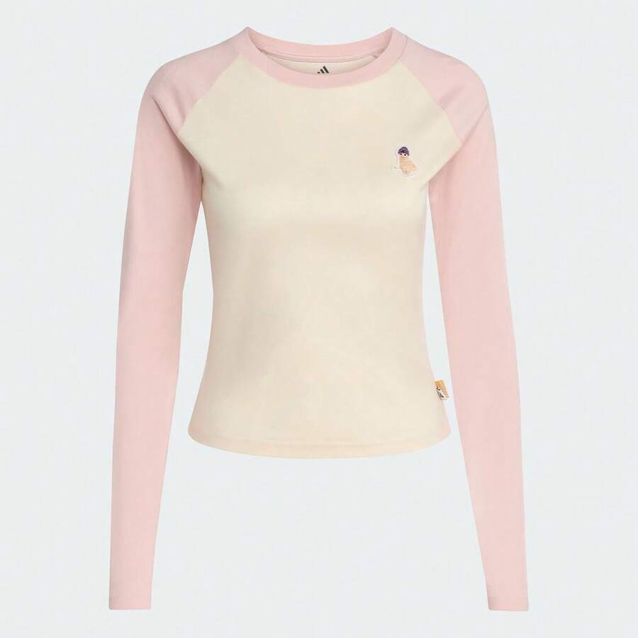 Adidas 女式 W CAT LS T 针织圆领长袖 T 恤 TJV6094 - 粉色 - 查看 1