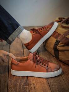 Vintage Handpainted Distressed Casual Canvas Sneakers For Men, Breathable Low-Top Versatile Shoes