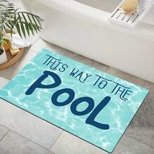 1 Summer Pool Side Welcome Floor Mat - Anti-Slip Flannel "Water Inlet Area" Design, Machine Washable Soft And Easy To Clean Indoor And Outdoor Door Mat, Suitable For Entrance Hall, Front Door, Bathroom, Kitchen, Bedroom, Living Room, Durable Polyester Multi-Functional Decorative Door Mat, A Must-Have For Pool Owners - Blue - View 2