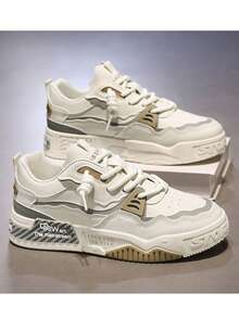 Plus Size Men's Fashionable Streetwear Low-Top Skate Shoes, Comfortable Non-Slip Lace-Up Casual Sneakers, Suitable For Outdoor Activities 2000s Style Valentine's Day Ideas