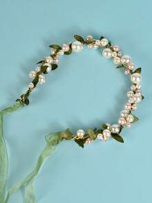 1 Stück elegantes, handgefertigtes Perlen-Soft-Kette Haarband, Braut Haaraccessoire für Hochzeit & Party, Valentinstag Accessoires - Grün - Übersicht 2