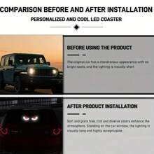 YITUMU 2 pezzi Luci per auto a LED con occhio di diavolo per Ognissanti - Lampade decorative per atmosfera alimentate tramite USB con 11 modalità di lampeggio, luce rossa/blu/bianca inquietante, facile installazione per auto, SUV e camion