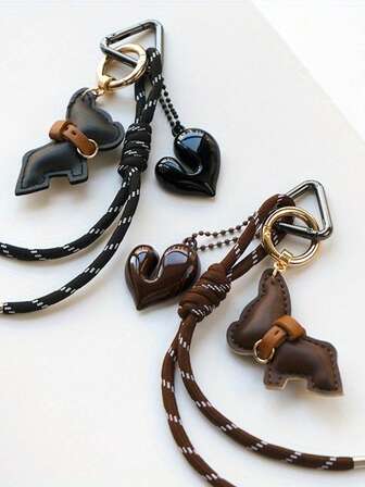 1. Heart-Shaped French Bulldog Keychain, Elegant Matching Mini Dog Bag Charm, Couple Accessory, Retro Style, Triangle Spring Clasp Design, Suitable For Car Keys, Bag Decoration, Clothing Accessories, Ideal Gift For Holidays Or Women, Keychain, Bag Charm, Bag Chain, Bag Pendant, Bag Decoration