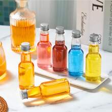 30/4pcs 25ML-50ML Mini Wedding Liquor Bottles,Beverage Dispensing Bottle,Empty Plastic Bottles,With Golden,Silvery And Black Screw Caps,And With "Take A Shot We Tied The Knot " Labels,For Wedding Party Favors,Wedding Receptions, Birthday Parties, Bridal Showers, Party Supplies,Wedding. - Transparent D - View 9