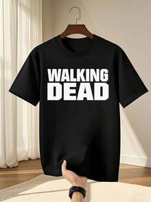 Maglietta da uomo con stampa di fumetti di zombie, girocollo, in puro cotone da 220 g/m², casual, alla moda, stampata su entrambi i lati (confezione da 1)